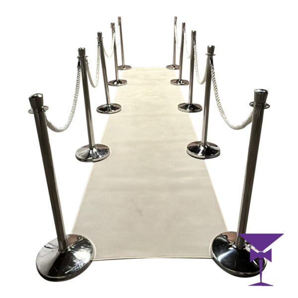 5 Metre White Carpet Package With Silver Posts