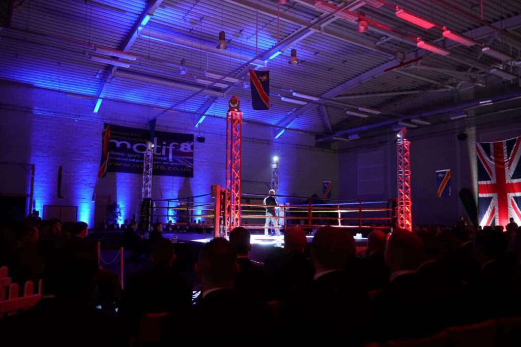 Atmospheric lighting at boxing show