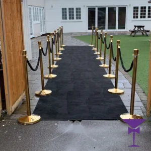 10 Metre Black Carpet Package With Gold Posts