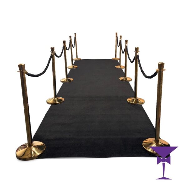 6 Metre Black Carpet Package With Gold Posts