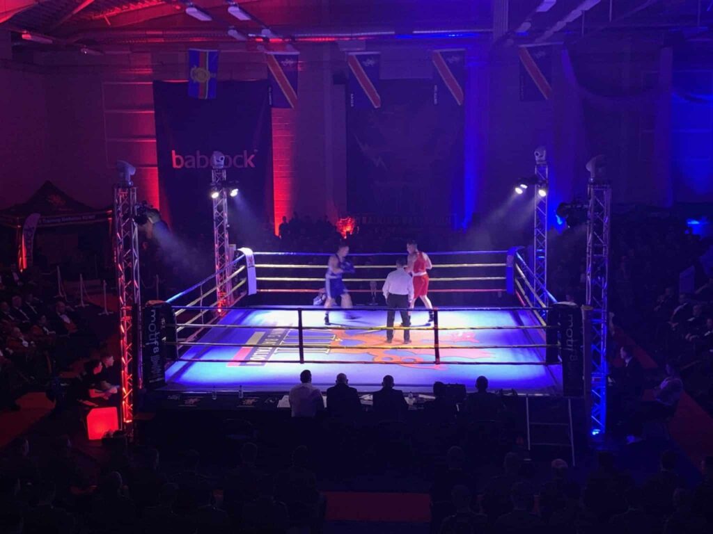 Boxing bout in action - boxing event show production