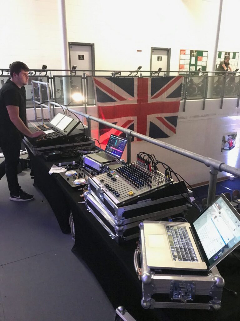 Tech rehearsal at boxing event