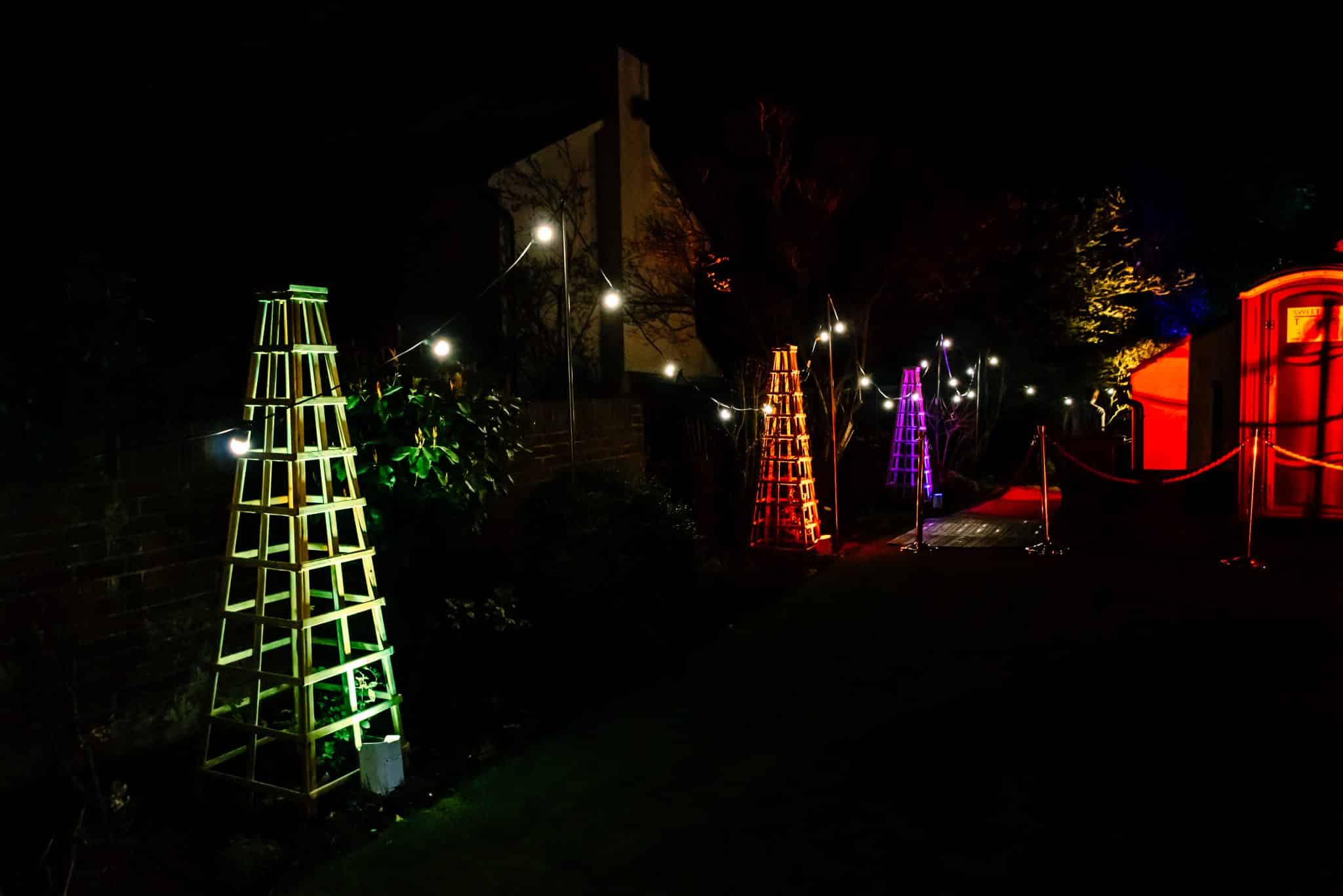 Festoon-Lighting-Hire-Chipstead-Surrey - A recent event in Chipstead Surrey which were accompanied by coloured uplighting.