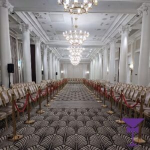 Gold Posts With Red Ropes Hire London