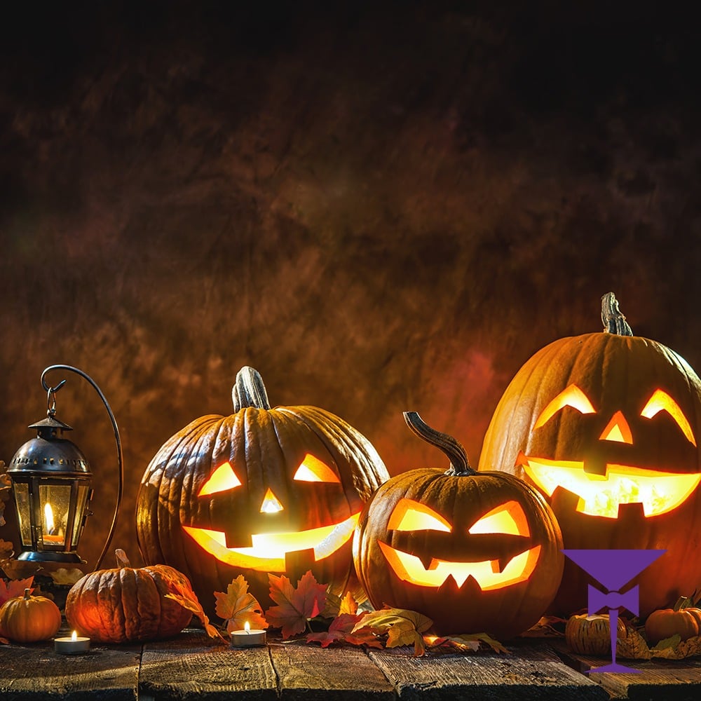 Haloween backdrop hire including pumpkins