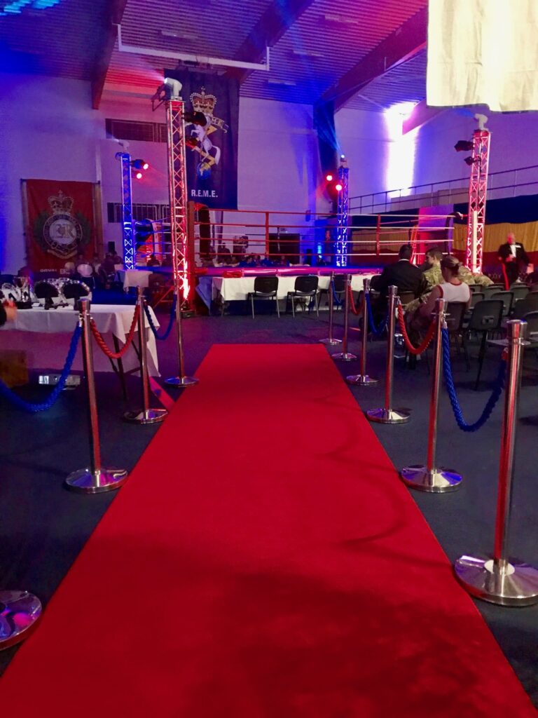 Red carpet runner with posts and ropes - boxing event