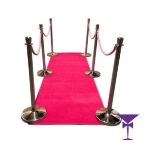 Pink Carpet Package 3 - Silver Posts - Hire a 3 metre pink carpet for your party or event in London & South East.