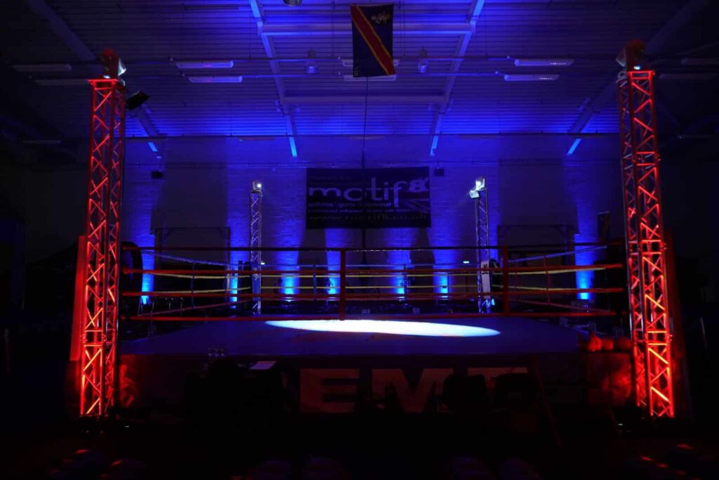 Sports hall transformation for boxing show