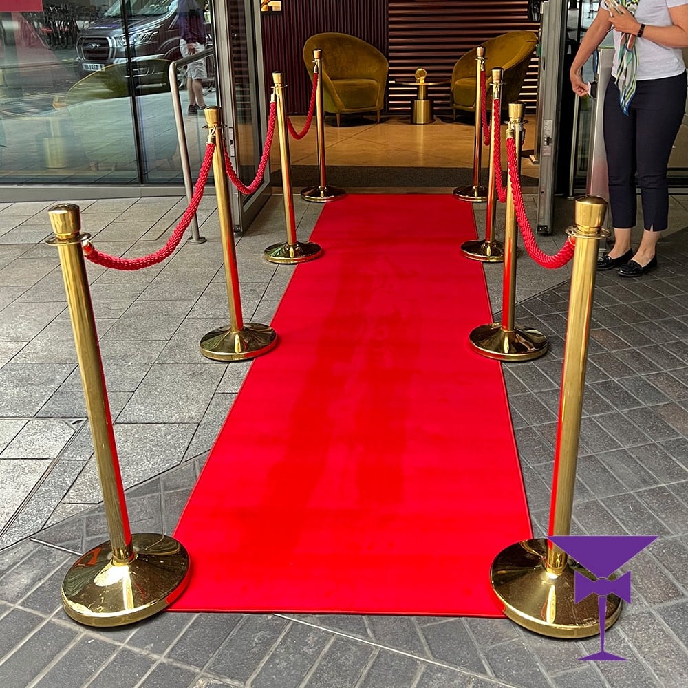 A red carpet at a corporate event in Brighton