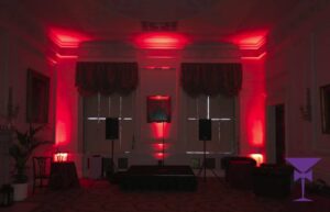 Red Uplighting at a manor house in Maidstone, Kent