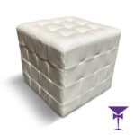 Whire Ottoman Cube Hire - Front Angle View