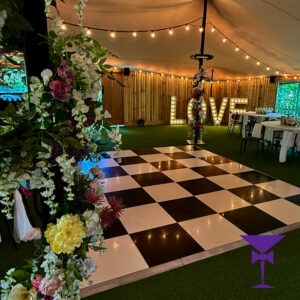 Black & White Dance Floor Hire at the Red Barn Lingfield Surrey