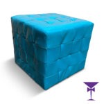 Blue Leather Effect Cube Seat for hire