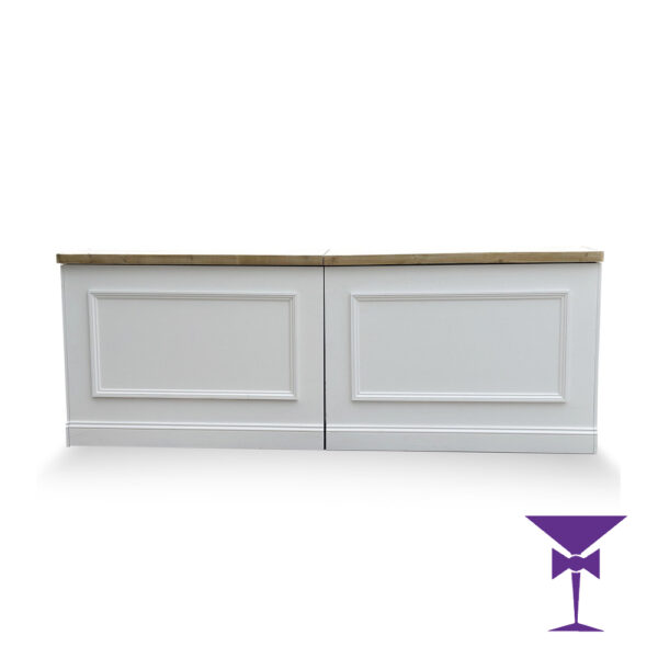 White Wooden Bar - 3m wide - Front View