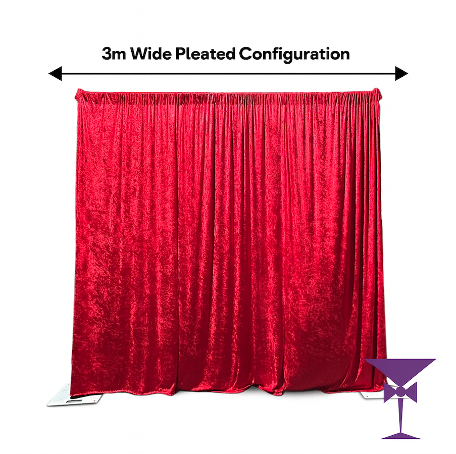 3 Metre Wide Red Pleated Drape Configuration