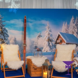 An example of our fluffy throws on deck chairs and a rustic coffee table.