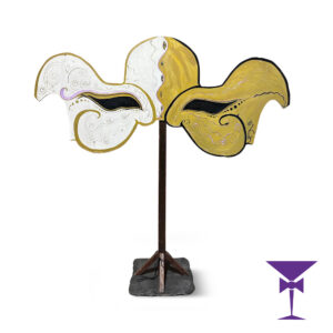 Masquerade Mask Prop 1 - Gold & White Curved Design