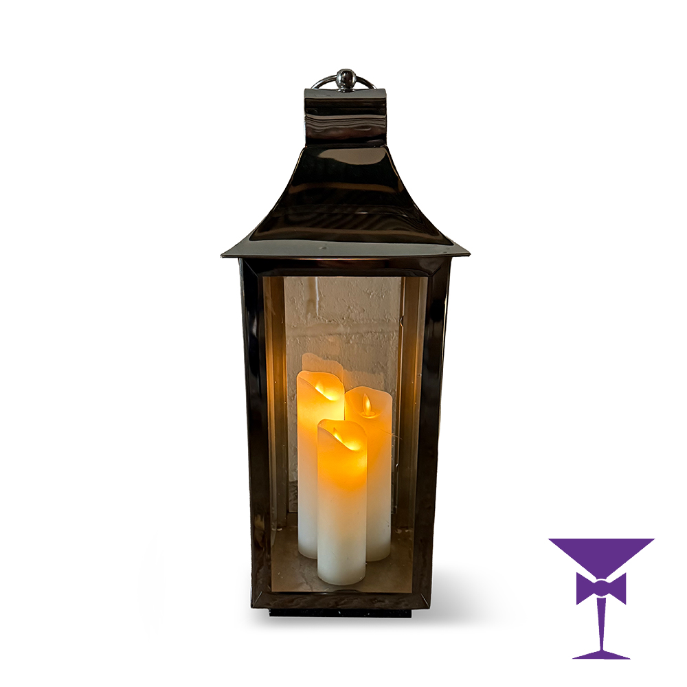 Metal Glass Lantern Hire with LED candles