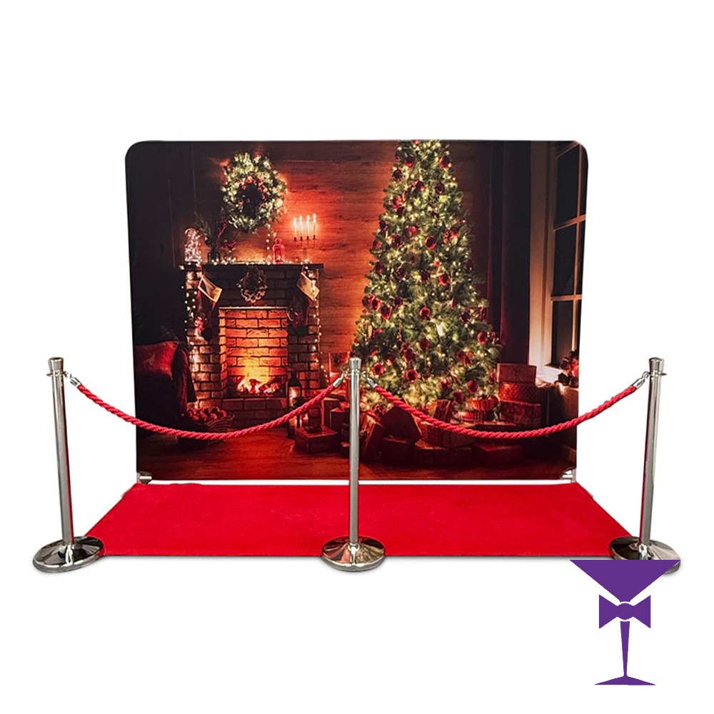 Christmas Scene Backdrop Package With Red Carpet