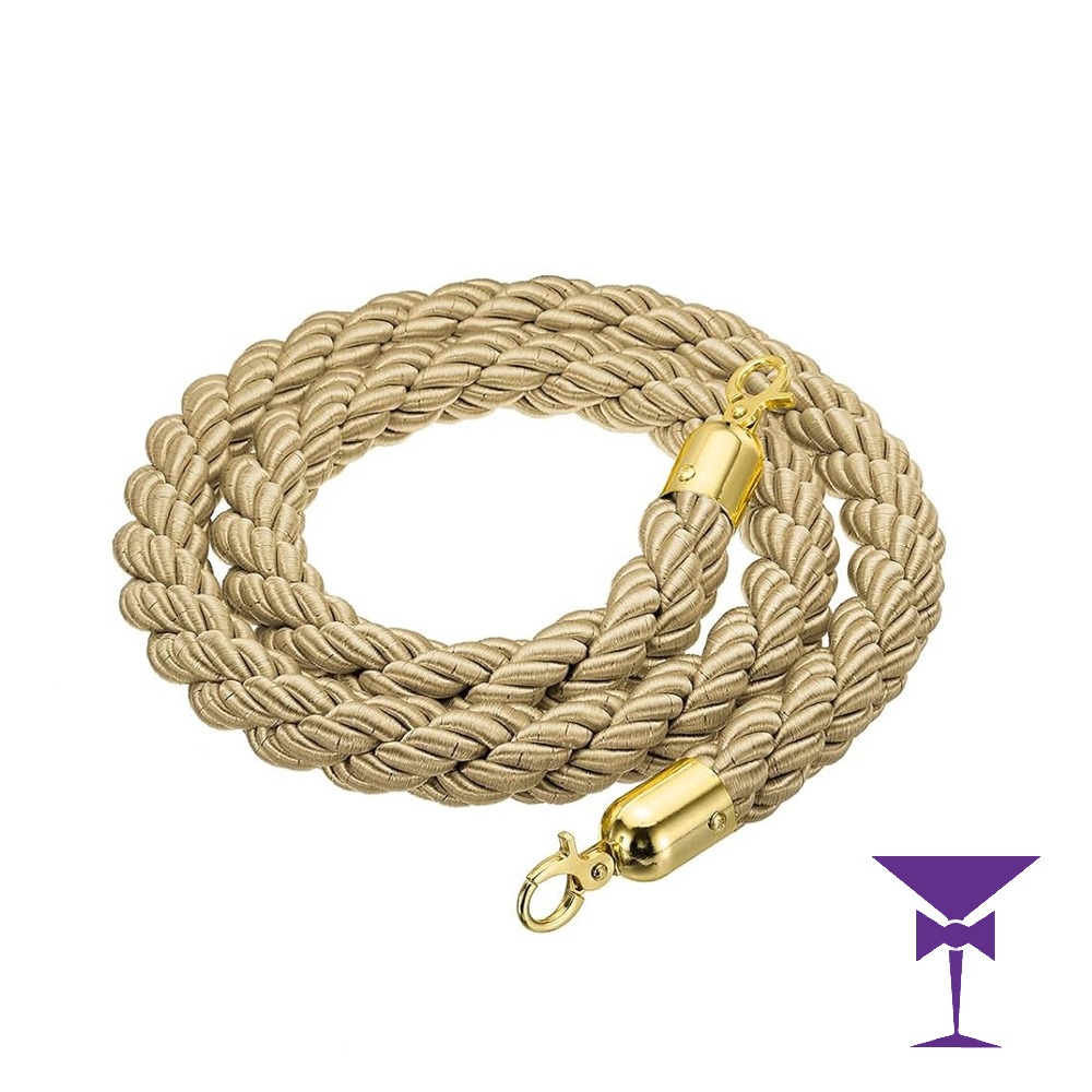 Gold Champagne Stanchion Bqrrier Rope Hire