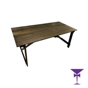 Rustic Trestle Table Hire - Dark Oak
