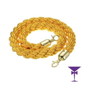 Yellow Stanchion Rope Hire With Gold Hooks